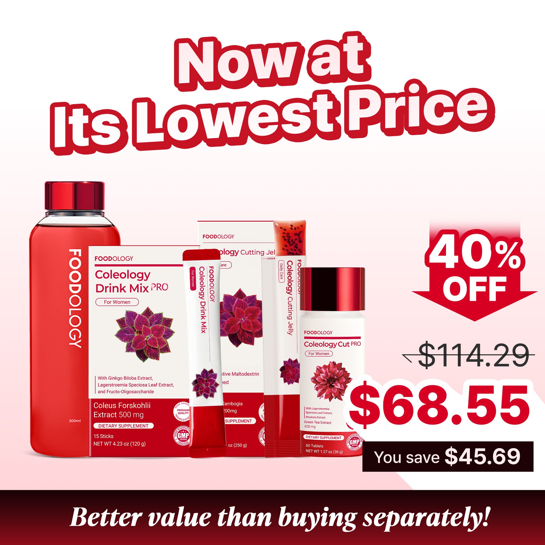 Coleology Red Bottle Diet Set | Complete 3-Step Daily Routine